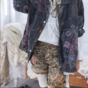 Magnolia Pearl Cotton Twill Woodland Miner Shorts w/ Applique O/S  NWT